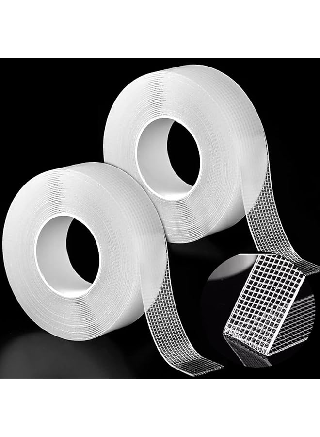 erorex 2Pcs 2 Cm X 5 M Premium Double Sided Carpet Tape Heavy Duty Clear Adhesive Tape For Carpets Arts And Crafts Woodworking  - Image 1