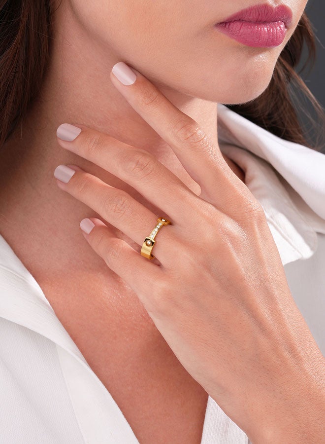 CERRUTI 1881 Bridge Ring for Women Gold-Plated with Crystal Detailing Sleek and Elegant Design  - Image 4