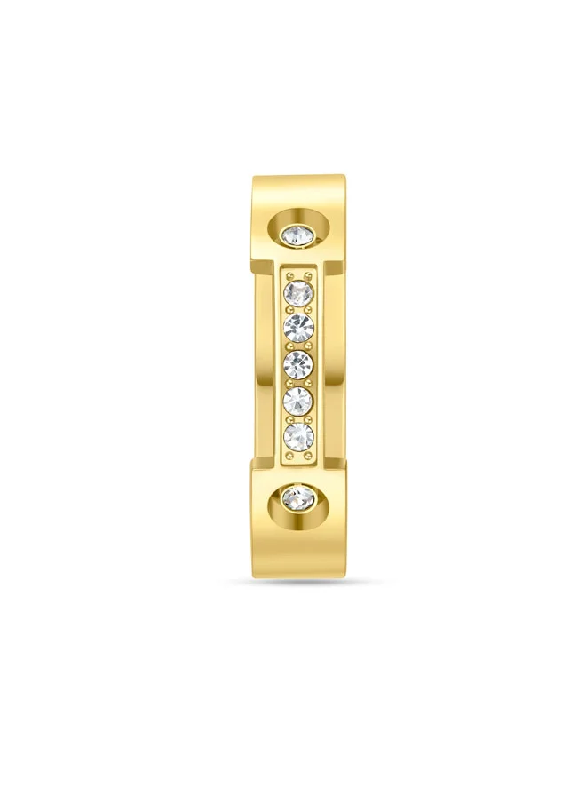 شيروتي 1881 Bridge Ring, Gold-Plated with Crystal Detailing ,Sleek and Elegant Design