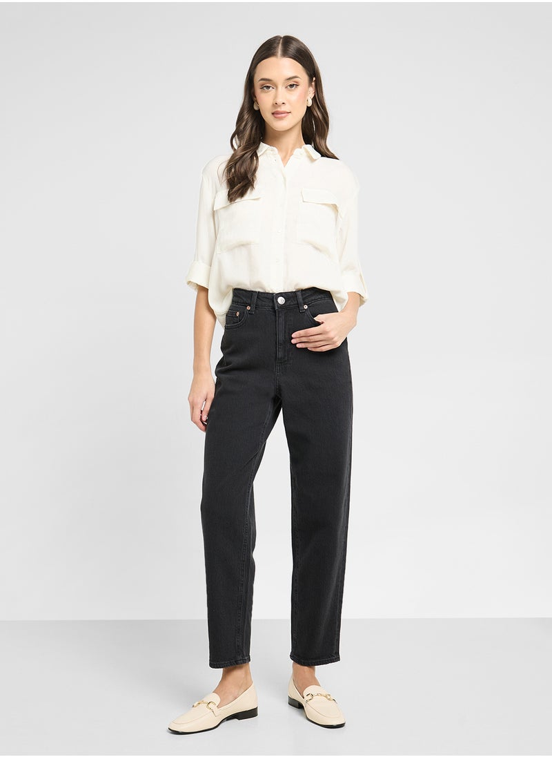 VERO MODA High Waist Mom Jeans  - Image 5