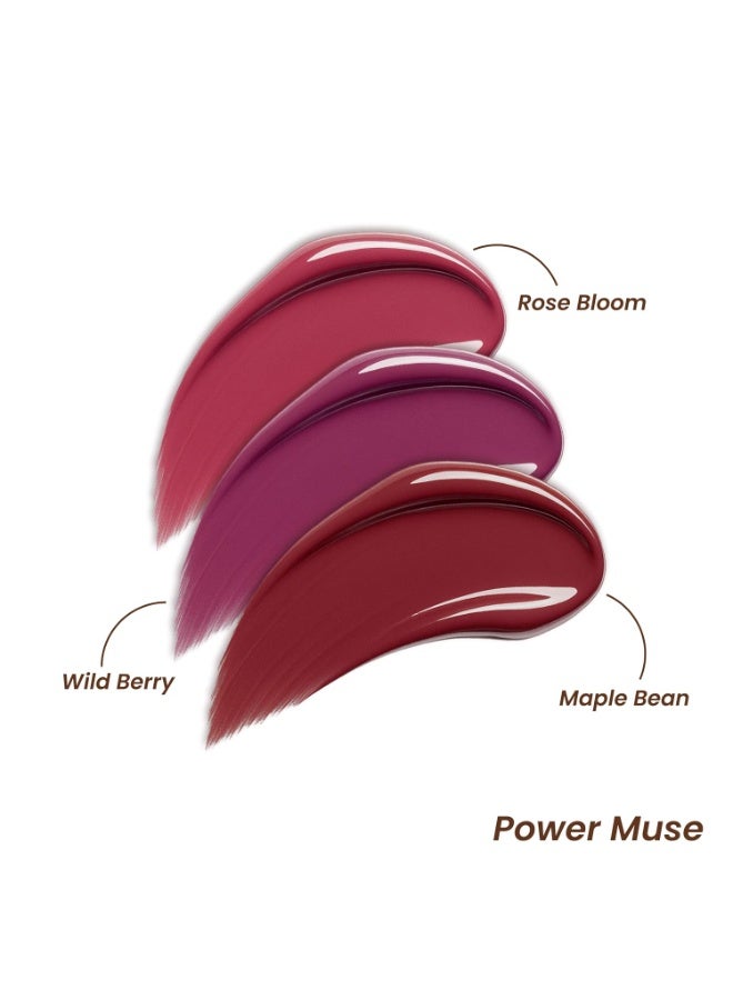 LAMIOR Hydrating Lip Gloss Stain Combo of 3 | 2 in 1 Ultra Glossy Finish with Long Lasting Hydrating Lip Stain Non Sticky Lightweight Formula Vegan Cruelty Free Glossy Lip Color for Daily Use (Power Muse) - Image 2