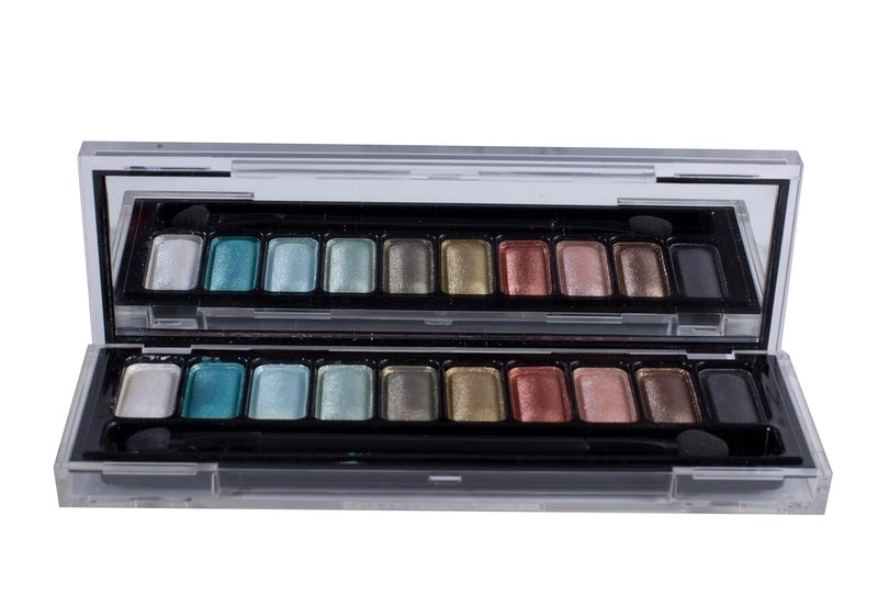 Sedell Paris 10 Colors Eyeshadow Palette 2 sided Long Brush with Mirror - Image 1