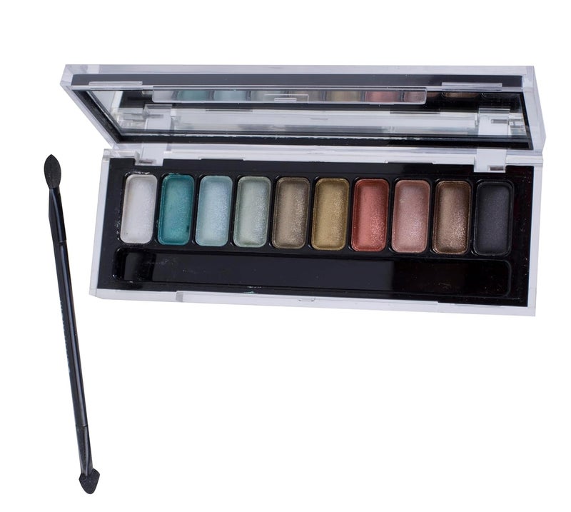 Sedell Paris 10 Colors Eyeshadow Palette 2 sided Long Brush with Mirror - Image 2