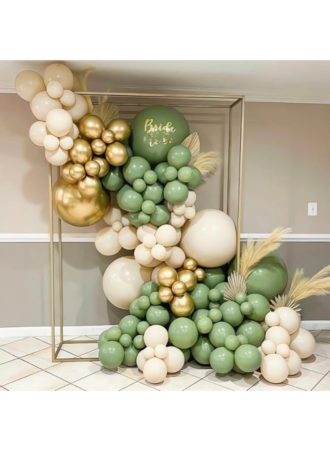 Sage Green Gold Balloon Arch Kit,117Pcs Sage Green Balloons Arch Garland Kit with Sand White Gold Balloons for Baby Shower,Birthday Party Decoration,Jungle Safari Party Decoration,Wedding - Image 1