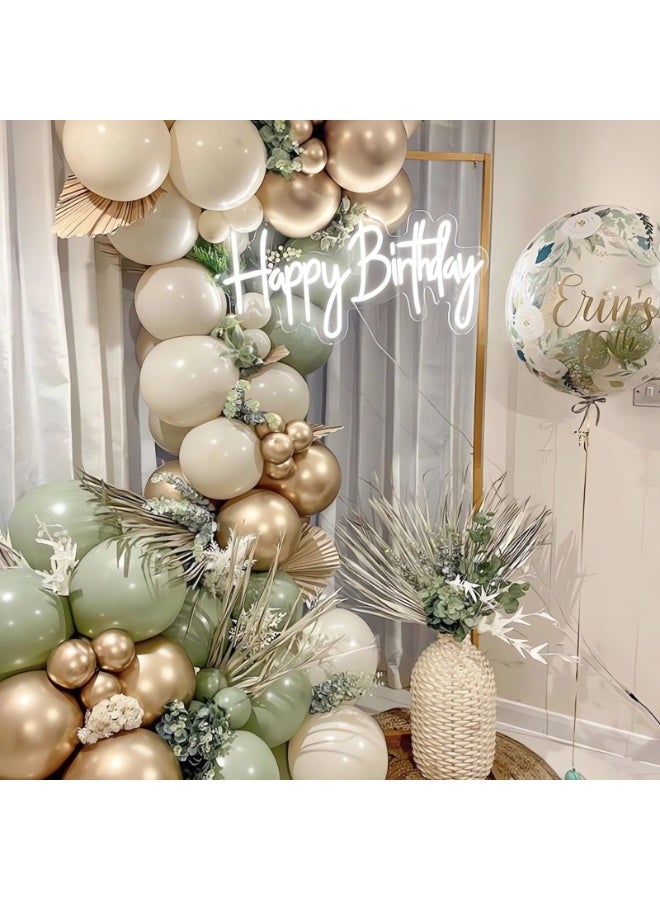 Sage Green Gold Balloon Arch Kit,117Pcs Sage Green Balloons Arch Garland Kit with Sand White Gold Balloons for Baby Shower,Birthday Party Decoration,Jungle Safari Party Decoration,Wedding - Image 3