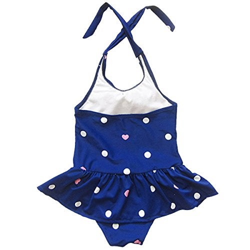 Jastore Baby Girls Swimwear One Piece Swimsuits Beach Wear with Headband (4-5T, Blue) - Image 2