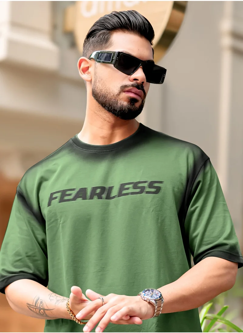 مانياك Maniac Mens Tie & Dye Round Neck 3/4th Sleeve Green Cotton T-Shirt