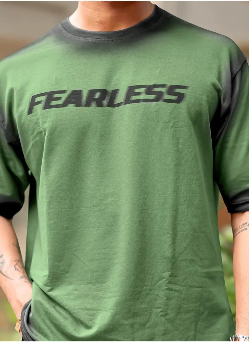 مانياك Maniac Mens Tie & Dye Round Neck 3/4th Sleeve Green Cotton T-Shirt