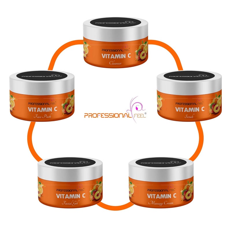 Professional Feel Vitamin C Facial kit 250 GM For All Skin Types 5 Easy Steps For Brighter and Even Toned Skin For Men Women Pack of 5 - Image 5