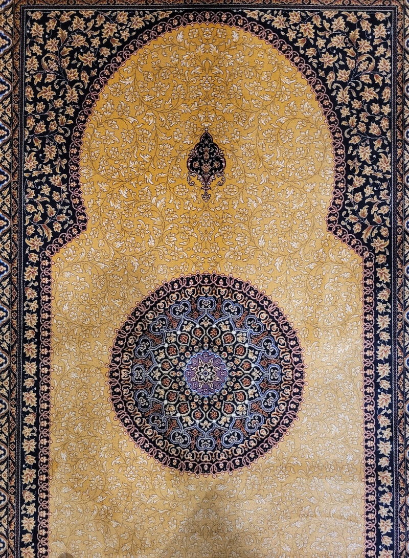 سجادة صلاة إيرانية 100 ٪ حرير 80x130 سم لون ذهبي  - Image 2