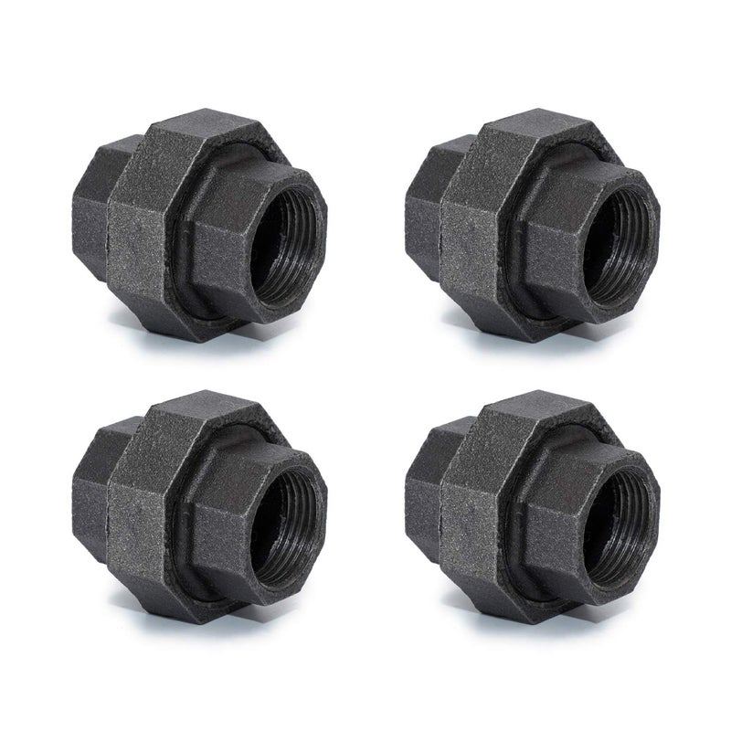 1 Cast Iron Union Home TZH 4 Pack 1 Industrial Malleable Female Pipe Fitting Union for Industrial Vintage Style DIY ProjectFurnitureShelving Decoration 4 1