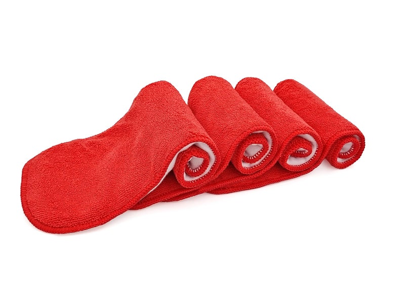 SOFTSPUN Microfiber 4 Layer Baby Pocket Diaper Inserts, Pack of 4 Large Size (Red) Age 0-3 Months, Washable, Reusable Ultra Absorbent, Super Soft & Comfortable for Babies Skin of Newborn Baby. - Image 2