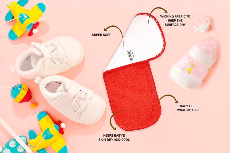 SOFTSPUN Microfiber 4 Layer Baby Pocket Diaper Inserts, Pack of 4 Large Size (Red) Age 0-3 Months, Washable, Reusable Ultra Absorbent, Super Soft & Comfortable for Babies Skin of Newborn Baby. - Image 3
