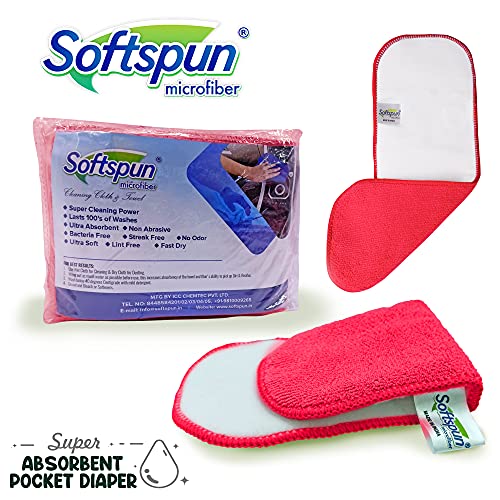 SOFTSPUN Microfiber 4 Layer Baby Pocket Diaper Inserts, Pack of 4 Large Size (Red) Age 0-3 Months, Washable, Reusable Ultra Absorbent, Super Soft & Comfortable for Babies Skin of Newborn Baby. - Image 5