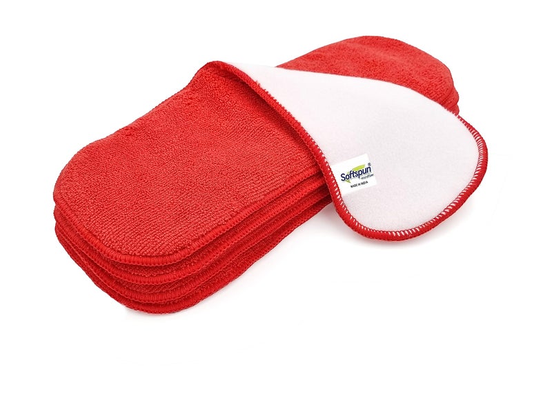 SOFTSPUN Microfiber 4 Layer Baby Pocket Diaper Inserts, Pack of 4 Large Size (Red) Age 0-3 Months, Washable, Reusable Ultra Absorbent, Super Soft & Comfortable for Babies Skin of Newborn Baby. - Image 1