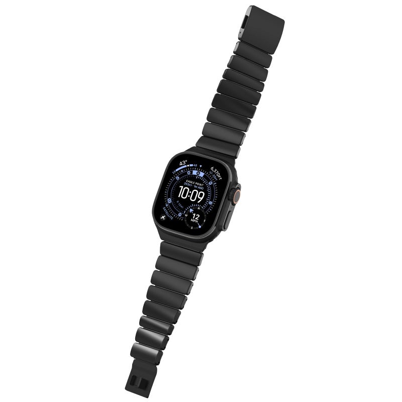 NewWays Stainless Steel & Silicone Hybrid Band for Apple Watch Ultra 3 2 1 49mm Series 11/10 46mm 45mm 44mm Series 4 5 6 7 8 9 10 11 SE Link Bracelet Magnetic Clasp Strap Sport Metal Band for Men - Image 2