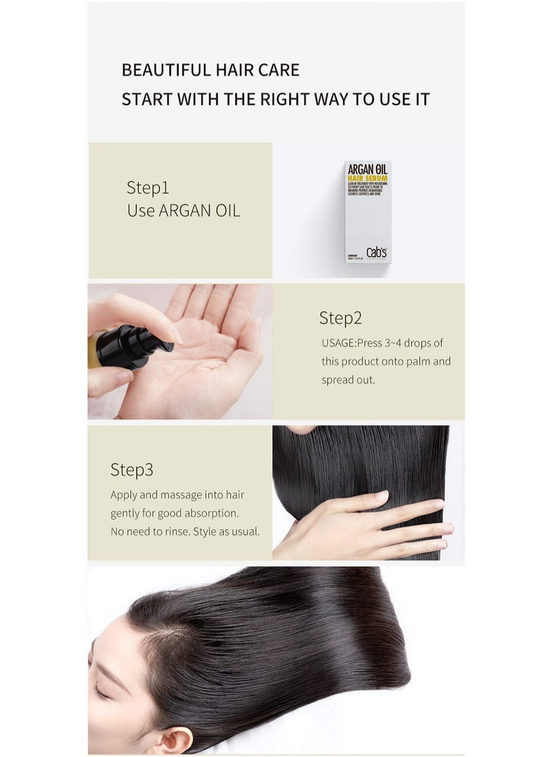 Cab's Professional CAB's Beauty Argan Oil Hair Serum- Nourishing and Repairing Formula for Smooth and Shiny Hair - Lightweight, Non-Greasy Serum - 50ML  - Image 4