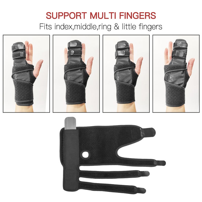 Finger Guards with Removable Splint Finger Support Brace Two or Three Fingers Stabilizer Adjustable Full Finger or Hand Brace for Home Work Sleep Pain Relief Right Hand - Image 3