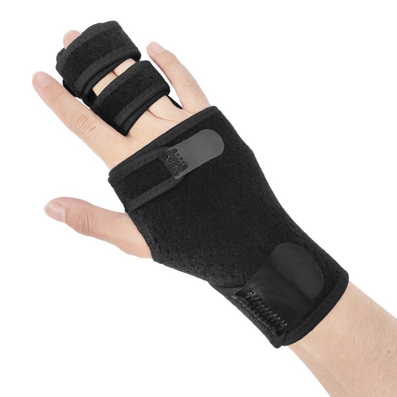 Finger Guards with Removable Splint Finger Support Brace Two or Three Fingers Stabilizer Adjustable Full Finger or Hand Brace for Home Work Sleep Pain Relief Right Hand - Image 1