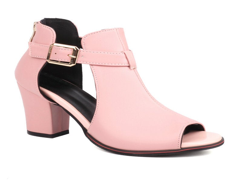 Peep-Toe Sandals Thick Heel High Heels Women'S Waterproof Platform Thick Bottom Belt Buckle Rear Zipper Women'S Sandals - Image 1
