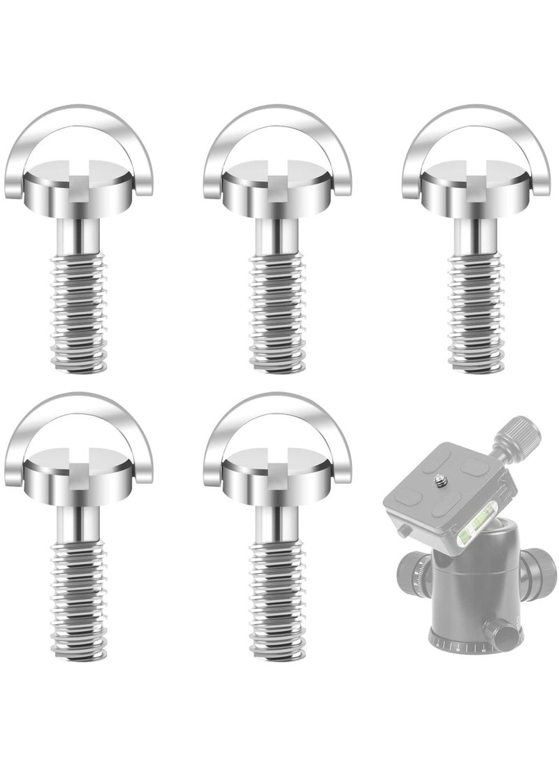 Excefore Camera Mounting Screws Set, 5Pcs 0.25 Inch Stainless Steel D-Ring Screws for Camera Tripod, Camera Fixing and Release Screw Kit, 0.83 * 0.62 inch  - Image 1