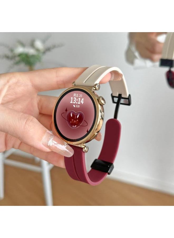 Generic For Huawei Gt4/Gt3 Strap Gt5 Silicone Magnetic Smart Watch Watch4pro Watch Strap Watchgt-Color:Apricot And Burgundy, Take One Shot And Two; Two Sets - Suitable For Huawei Gt5/gt5pro/gt4 [dial 46mm]  - Image 1