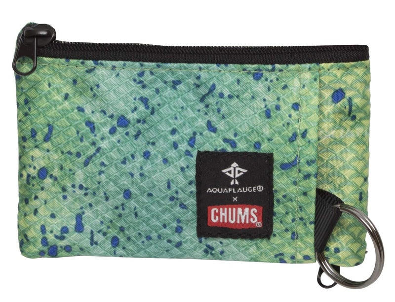 Chums Surfshorts Wallet - Lightweight Slim Wallet with RFID Blocking Card - Zippered, Minimalist Wallet w/Key Ring (Aqua Flauge Green Dorado) - Image 5
