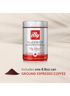 Illy illy Classico Espresso Ground Coffee, Medium Roast, Classic Roast with Notes of Chocolate & Caramel, 100% Arabica Coffee, All-Natural, No Preservatives, 8.8 oz, Ground for Espresso Machines  - Image 2