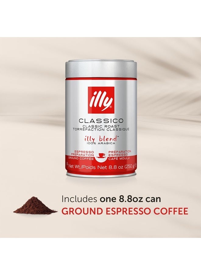 Illy illy Classico Espresso Ground Coffee, Medium Roast, Classic Roast with Notes of Chocolate & Caramel, 100% Arabica Coffee, All-Natural, No Preservatives, 8.8 oz, Ground for Espresso Machines  - Image 2