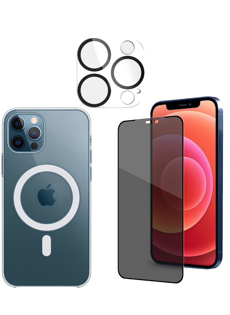 DUSALA 3 Pack Full Coverage iPhone 12 Pro Max Case 6.7 Inch With iPhone 12 Pro Max Camera Lens Protector And iPhone 12 Pro Max Privacy Screen Protector 6.7 Inch For iPhone 12 Pro Max Magsafe Case - Image 1