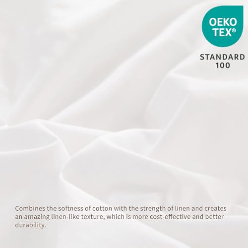 BISELINA French Linen Bed Skirt with Pleated Frills 14-Inch Tailored Drop Natural Flax Cotton Blend Dust Ruffle Soft Cozy Farmhouse Bedding (14" Queen, White) - Image 2