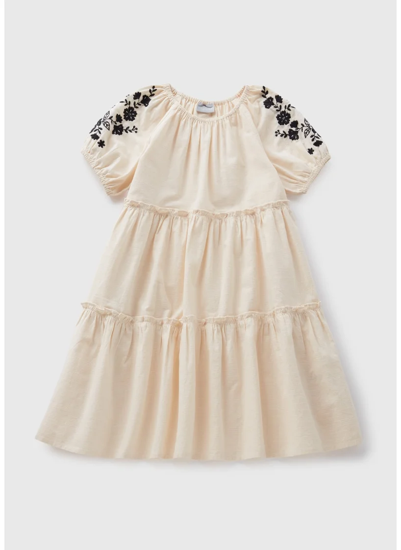 Matalan Girls Cream Embroidered Dress