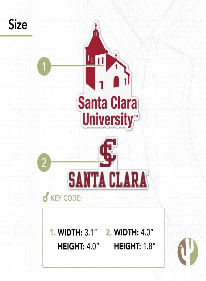 Desert Cactus Santa Clara University SCU Broncos Sticker Vinyl Decal Laptop Water Bottle Car Scrapbook (4 Inch Set V1) - Image 4