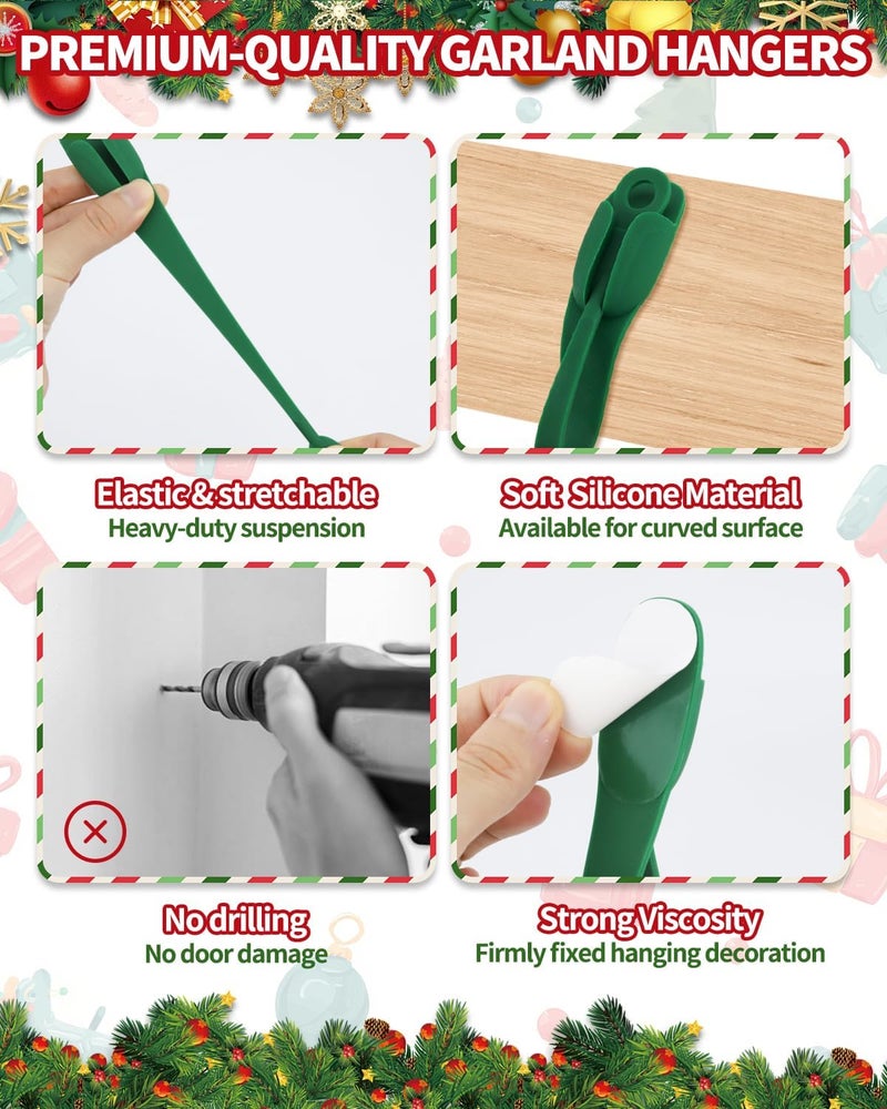OXDFK 6 PCS Christmas Garland Hanger for Mantle Garland Hooks, Christmas Fireplace Stocking and Garland Hanger, Reusable Adhesive Wreath Hooks for Wreaths, Fireplace Mantle, Stairways Banister - Image 3