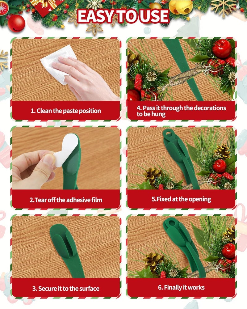 OXDFK 6 PCS Christmas Garland Hanger for Mantle Garland Hooks, Christmas Fireplace Stocking and Garland Hanger, Reusable Adhesive Wreath Hooks for Wreaths, Fireplace Mantle, Stairways Banister - Image 4
