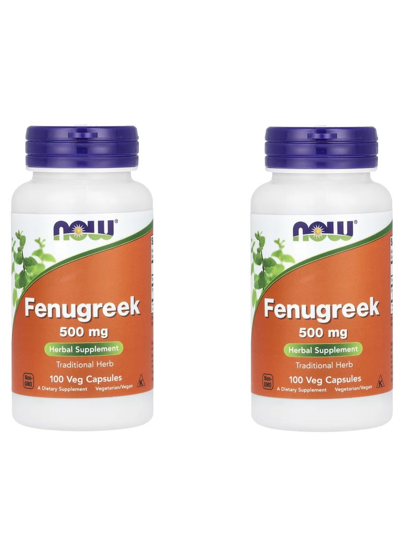 now Fenugreek 500 mg 100 Veg Capsules 2 Pack