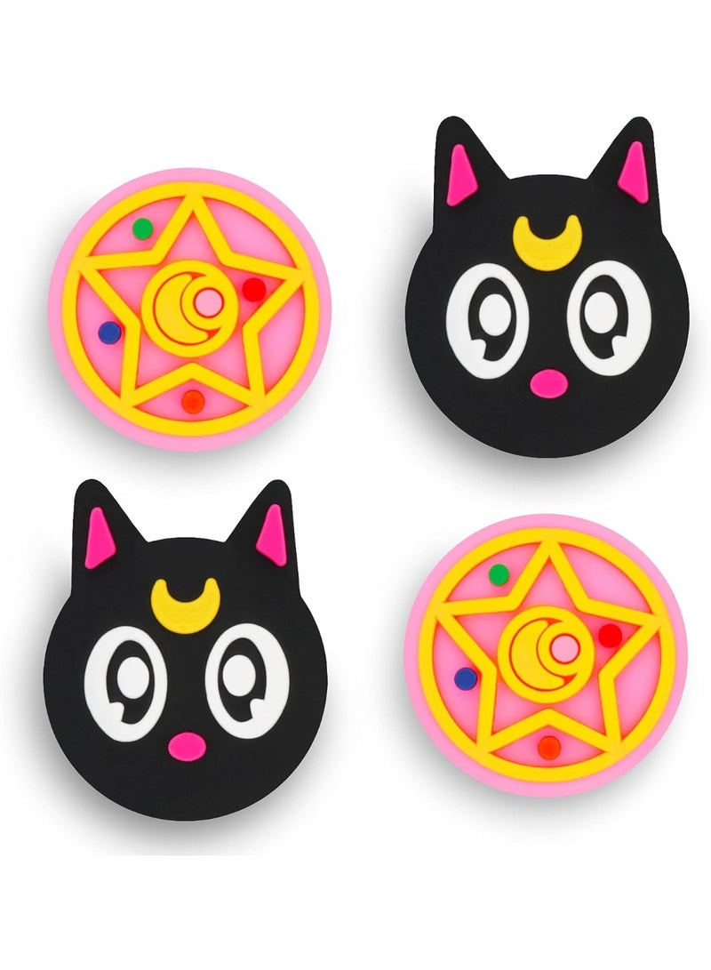 Cute Thumb Grip Caps for Nintendo Switch/Lite/OLED, Kawaii Magic Moon Joy-Stick Button Stick Cover 3D Analog Ergonomic Cap for NS Controller Joy-Cons (Luna) - Image 1