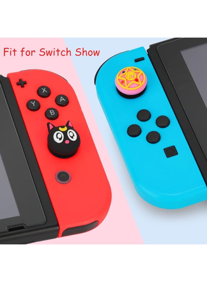 Cute Thumb Grip Caps for Nintendo Switch/Lite/OLED, Kawaii Magic Moon Joy-Stick Button Stick Cover 3D Analog Ergonomic Cap for NS Controller Joy-Cons (Luna) - Image 2