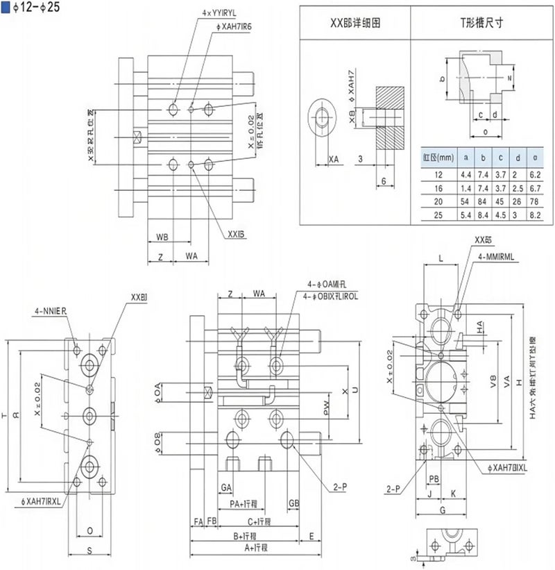 MGPM12 MGPM16 MGPM20 MGPM25 MGPM32 40 50 63 80mm Series Compact Guided Cylinder Stroke 10-400mm Basic Type with Sliding Bearing(50mm Stroke,MGPM63) - Image 5