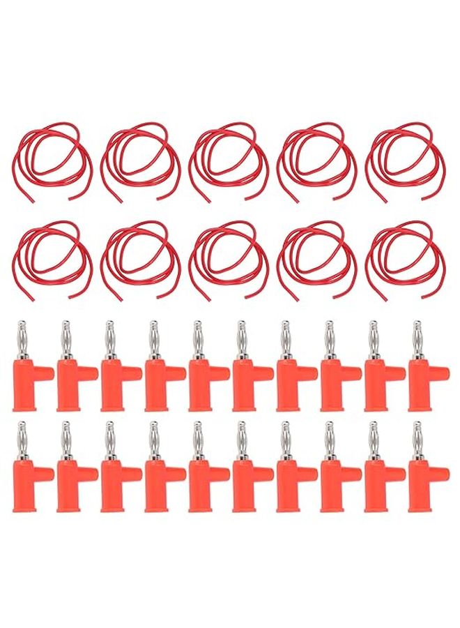 Red Electrical Test Leads Set 10 Pieces 30 60VDC 19A 4mm Banana Plug Brass ABS - Image 1