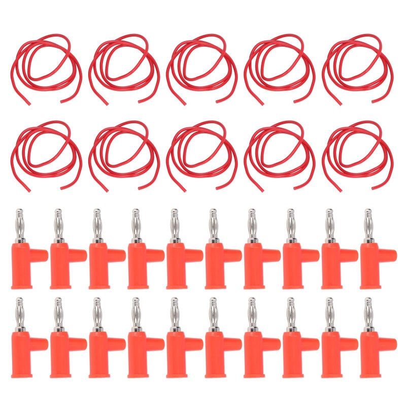 Red Electrical Test Leads Set 10 Pieces 30 60VDC 19A 4mm Banana Plug Brass ABS - Image 2