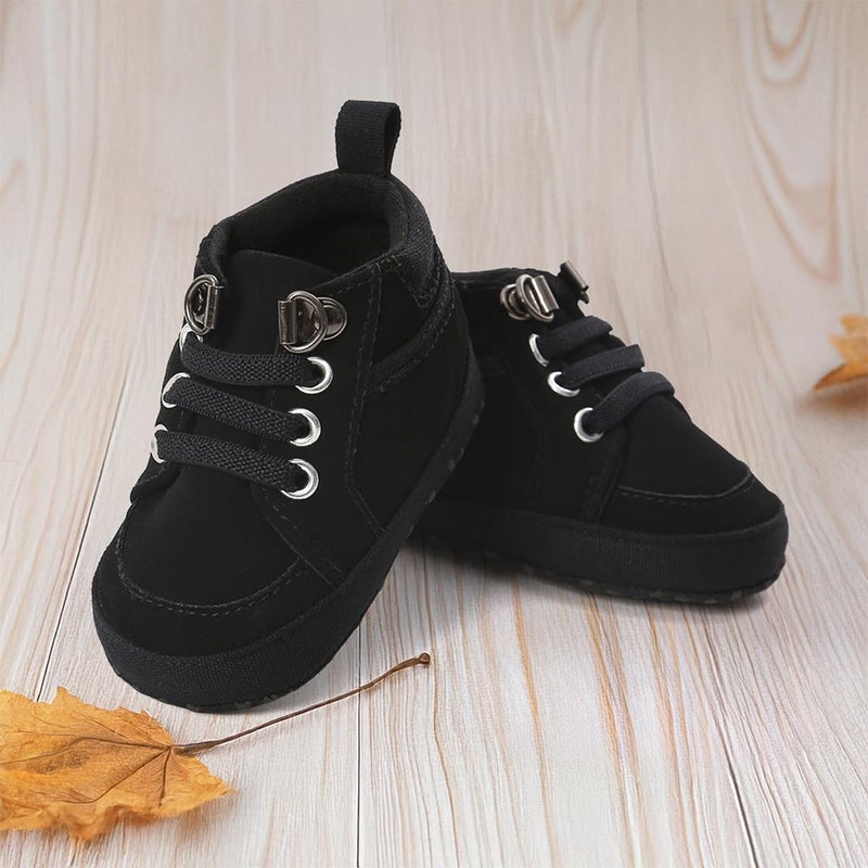 Meckior Toddler Baby Boys Girls High Tops Ankle Sneakers Soft Anti-Slip Sole PU Leather Moccasins Infant Newborn Prewalker First Walking Crib Shoes - Image 2