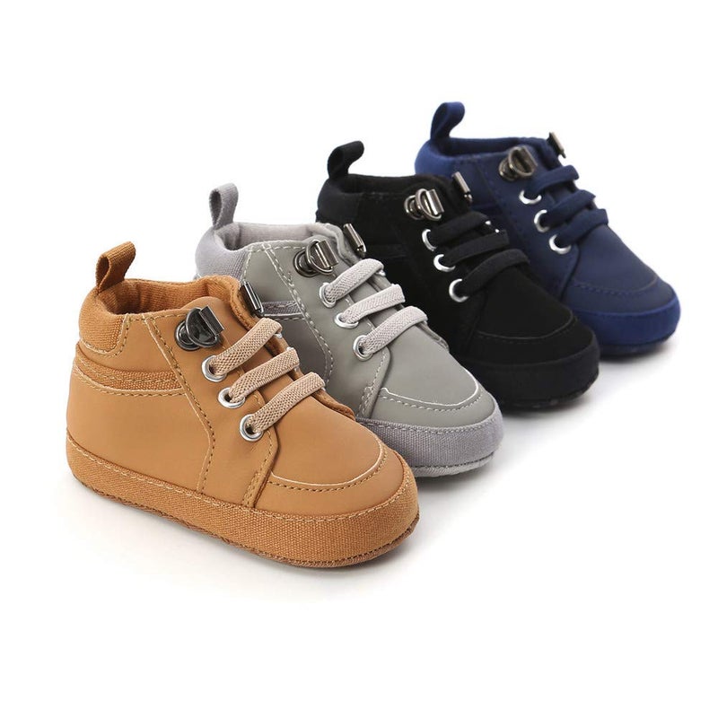 Meckior Toddler Baby Boys Girls High Tops Ankle Sneakers Soft Anti-Slip Sole PU Leather Moccasins Infant Newborn Prewalker First Walking Crib Shoes - Image 3