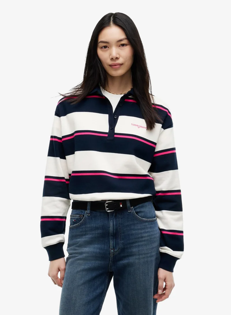 Tommy Jeans Logo Embroidery Terry Relaxed Rugby Shirt