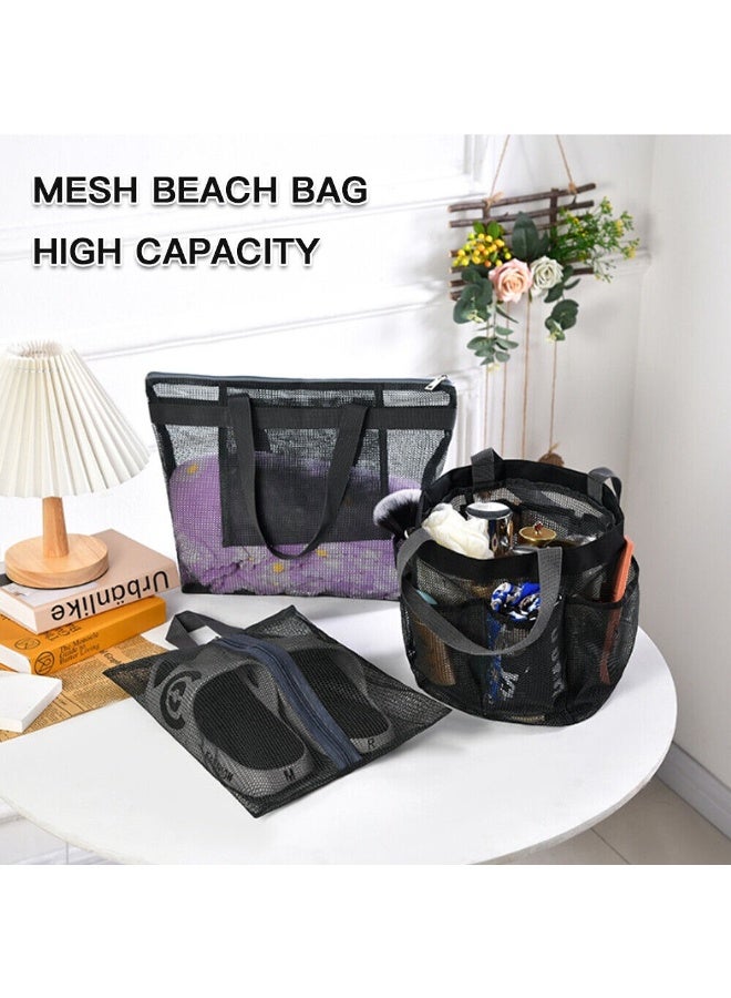 Mesh Shower Caddy Portable, Quick Dry 8 Pocket Hanging Shower Tote with Shoes Bag for Beach Outdoor Swimming Gym Essentials Makeup Comestic Storage Basket  ﻿  - Image 5