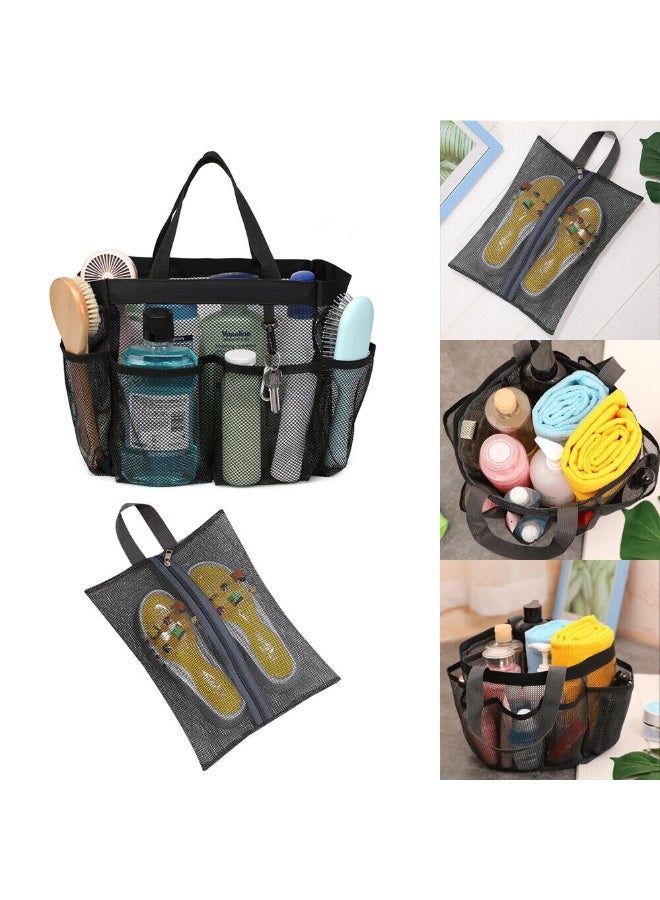 Mesh Shower Caddy Portable, Quick Dry 8 Pocket Hanging Shower Tote with Shoes Bag for Beach Outdoor Swimming Gym Essentials Makeup Comestic Storage Basket  ﻿  - Image 4