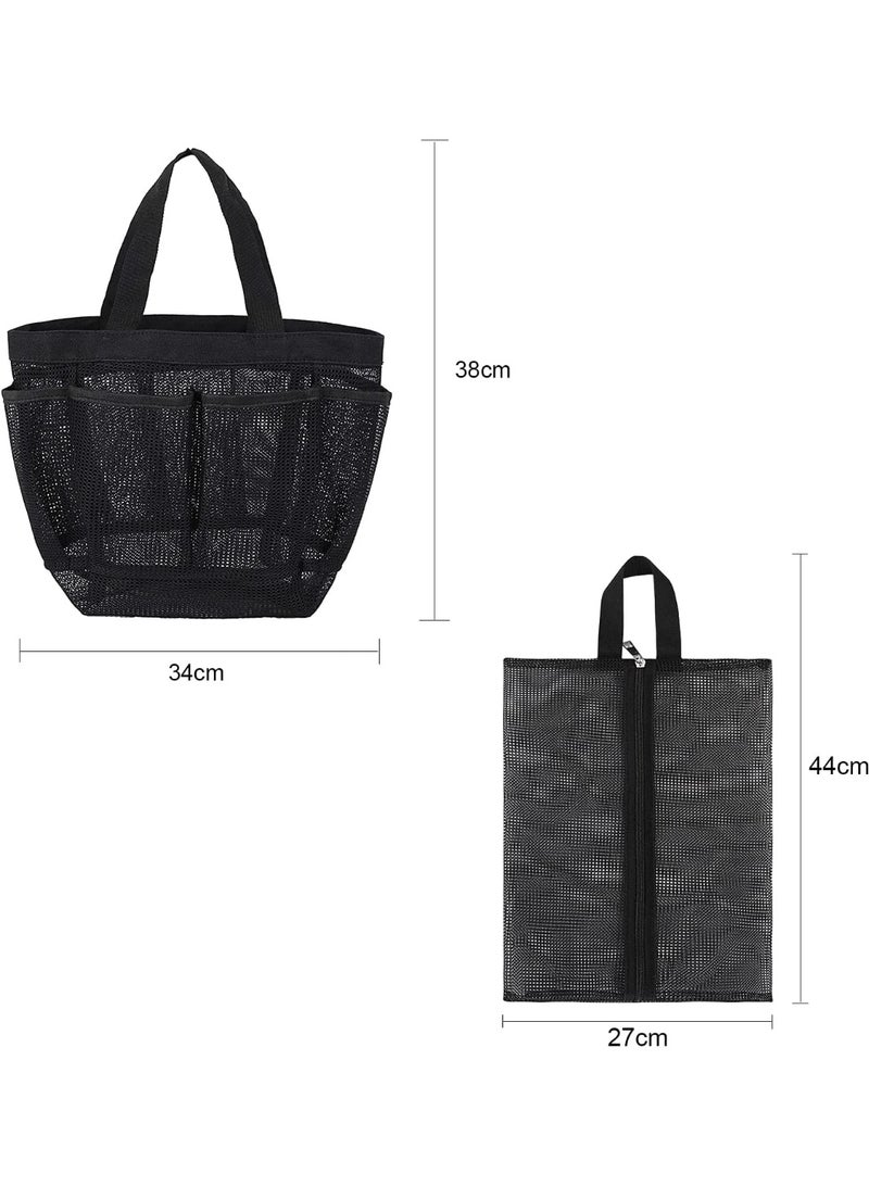 Mesh Shower Caddy Portable, Quick Dry 8 Pocket Hanging Shower Tote with Shoes Bag for Beach Outdoor Swimming Gym Essentials Makeup Comestic Storage Basket  ﻿  - Image 2