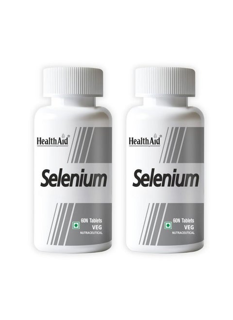 HealthAid Selenium |Yeast-Free Antioxidant for Immune Support Supplement for Women & Men|Promotes Heart Health & Supports Thyroid Function- 60 Vegan Tablets - Pack of 2