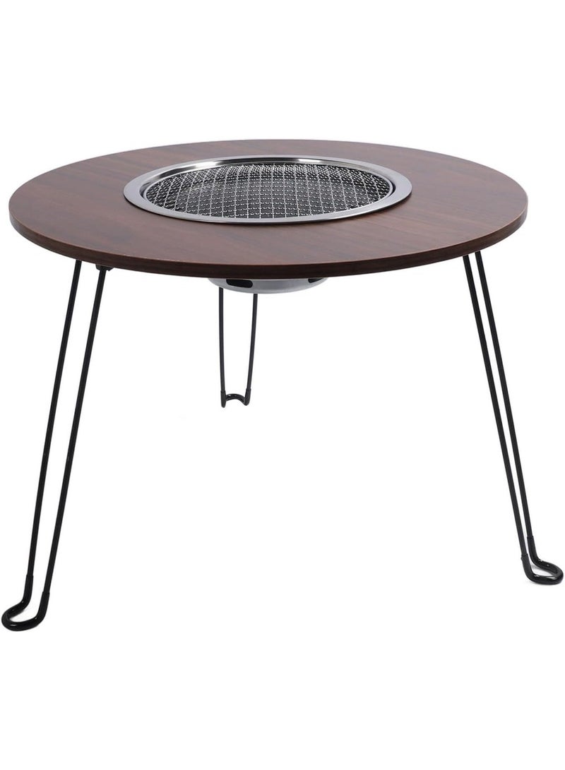 طاولة شواء فحم محمولة بأرجل قابلة للطي، موقد شواء داخلي، طقم شواء دائري مع حقيبة تخزين للطهي في الهواء الطلق والنزهات - Image 2