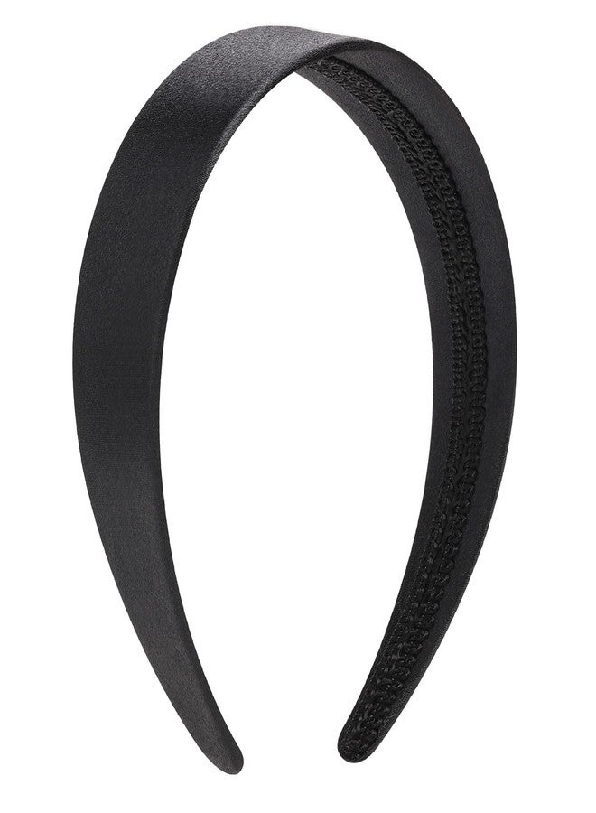 WantGor 1.6 Inch Wide Headbands Silk Satin Plain Headband for Women, Non Slip Solid Hair Bands Hair Accessories Cosplay DIY Holiday Head Band (Black, Large) - Image 2